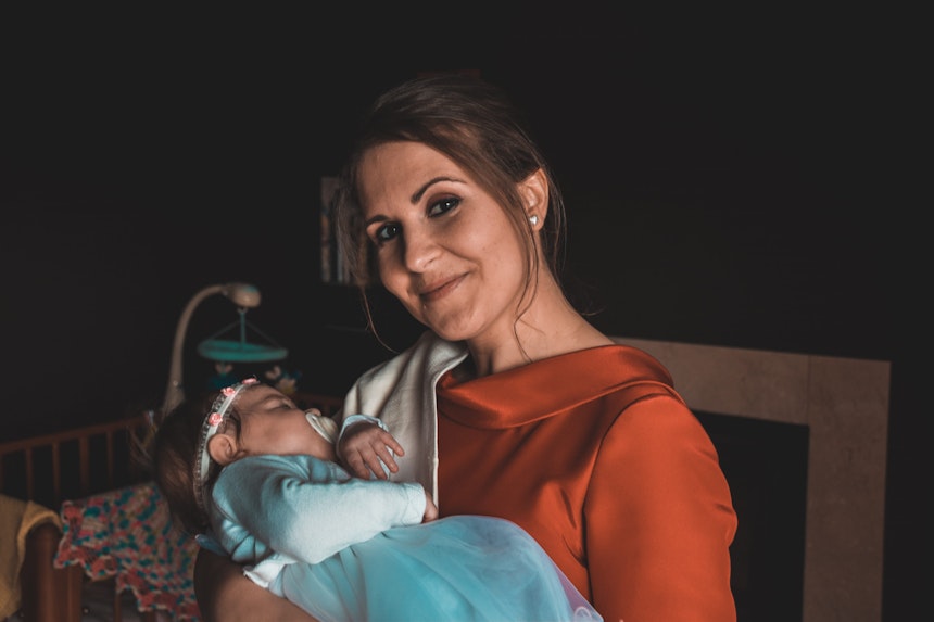 Woman holding baby